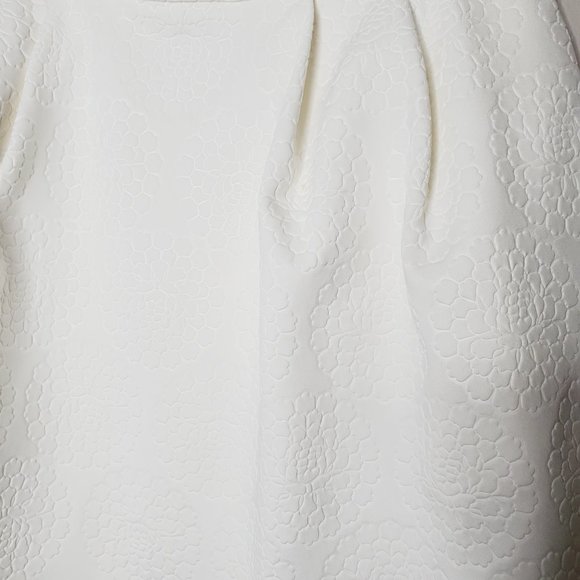 PINK TARTAN White Floral Textured Scuba A-Line Luxury Skirt - Picture 5 of 10